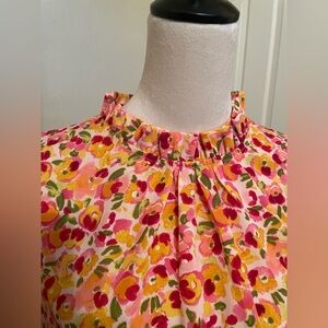 Floral Ruffle Neck Blouse